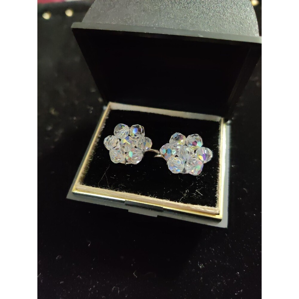 Aurora Borealis Crystal clip on Earrings